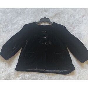 Velour Jacket Medium Black Velvet Silk Blend Puff 3/4 Sleeve Whimsigoth Academia